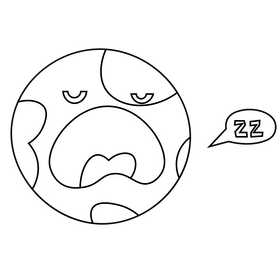 Earth globe sleeping black and white clipart