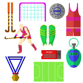 Field hockey set vector