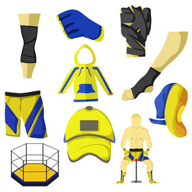 MMA mixed martial arts set vector