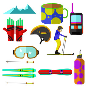 Skiing set vector
