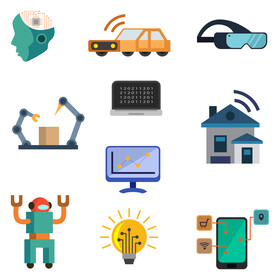 Artificial Intelligence icons set vector