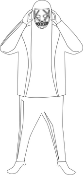Mask man cartoon character black and white clipart