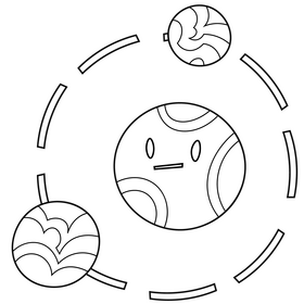 Mars in orbit illustration black and white clipart