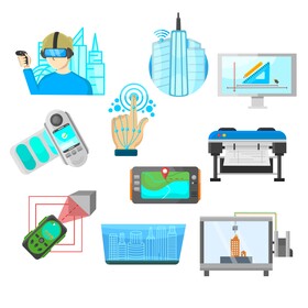 Architectural technology icons vector