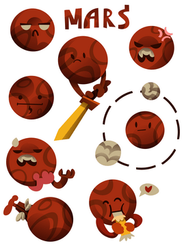 Mars planet emoji set vector