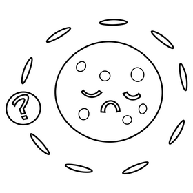 Sad mercury planet black and white clipart