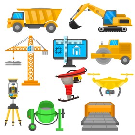 Construction technology icons vector