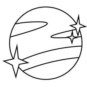 Cartoon neptune planet black and white clipart