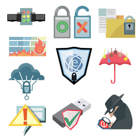 Firewall, security icons vector