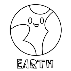 Cartoon earth planet black and white clipart