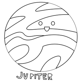 Cartoon jupiter planet black and white clipart
