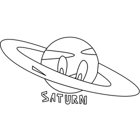 Saturn planet illustration black and white clipart