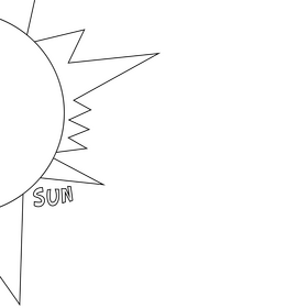 Cartoon sun black and white clipart