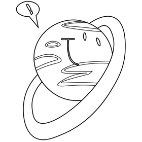 Saturn happy drawing black and white clipart