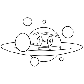 Free suprised saturn emoji black and white clipart
