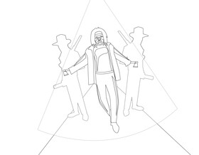 Reborn character drawing black and white vector