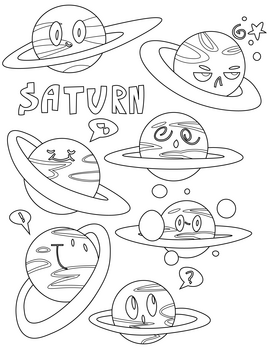 Saturn planets black and white vector
