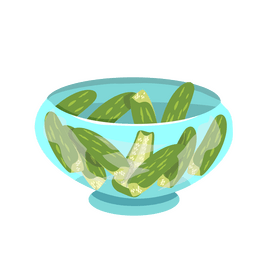 Cucumbers in a bowl illustration clipart