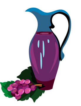 Glass decanter of grape juice clipart