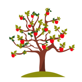Red apple tree cartoon clipart