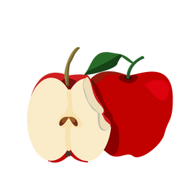 Free red apple cut in half clipart