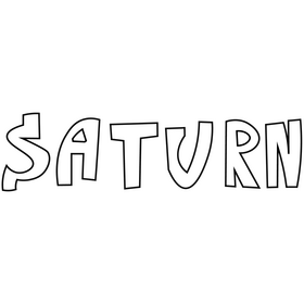 Saturn text logo black and white clipart