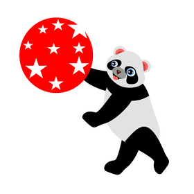 Baby panda playing ball illustration clipart