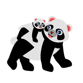 Cartoon panda bear with baby clipart