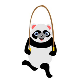 Free panda jumping rope clipart