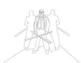 Matrix Morpheus drawing black and white vector