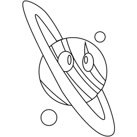 Cartoon saturn surprised black and white clipart