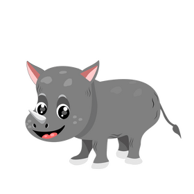 Cute baby rhino clipart