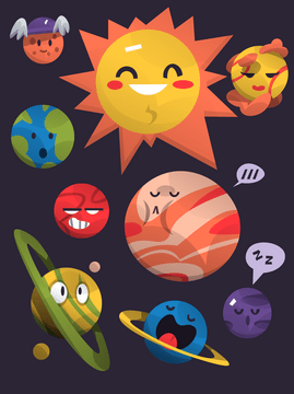 Cartoon solar system planets vector