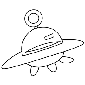 Cartoon alien spaceship black and white clipart