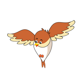 Brown flying bird drawing clipart