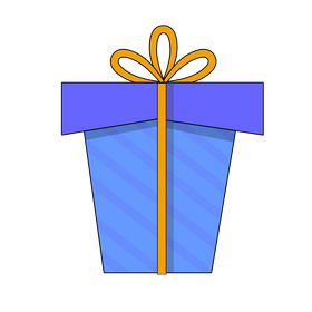 Blue gift box with yellow ribbon clipart