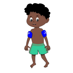 Cute black African American boy at the beach clipart