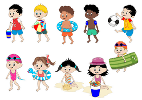 Kids at the beach vector