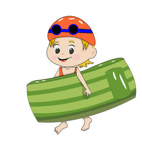 Girl with swimming pool mattress clipart