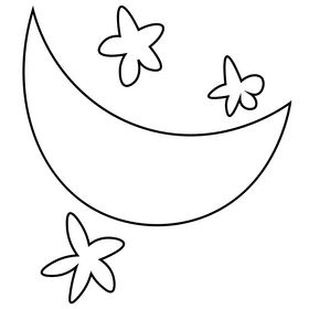 Moon with stars black and white clipart