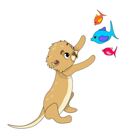 Otter with fishes clipart