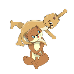Two otters illustration clipart