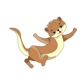 Otter running illustration clipart