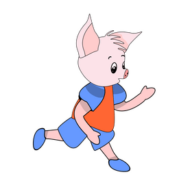 Cartoon pig running clipart