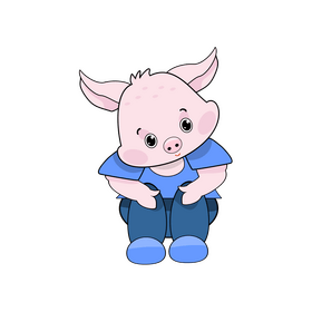 Pig sitting illustration clipart
