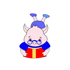 Pig reading cartoon clipart