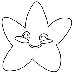 Happy star emoji black and white clipart