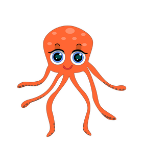 Orange octopus drawing clipart