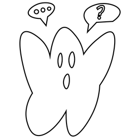 Star confused emoji black and white clipart