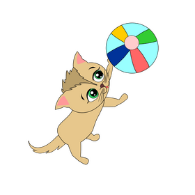 Cat playing ball clipart